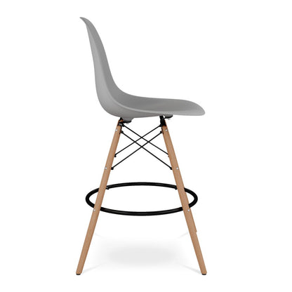 28" Gray And Brown Heavy Duty Plastic And Solid Wood Counter Height Bar Chair HomeRoots