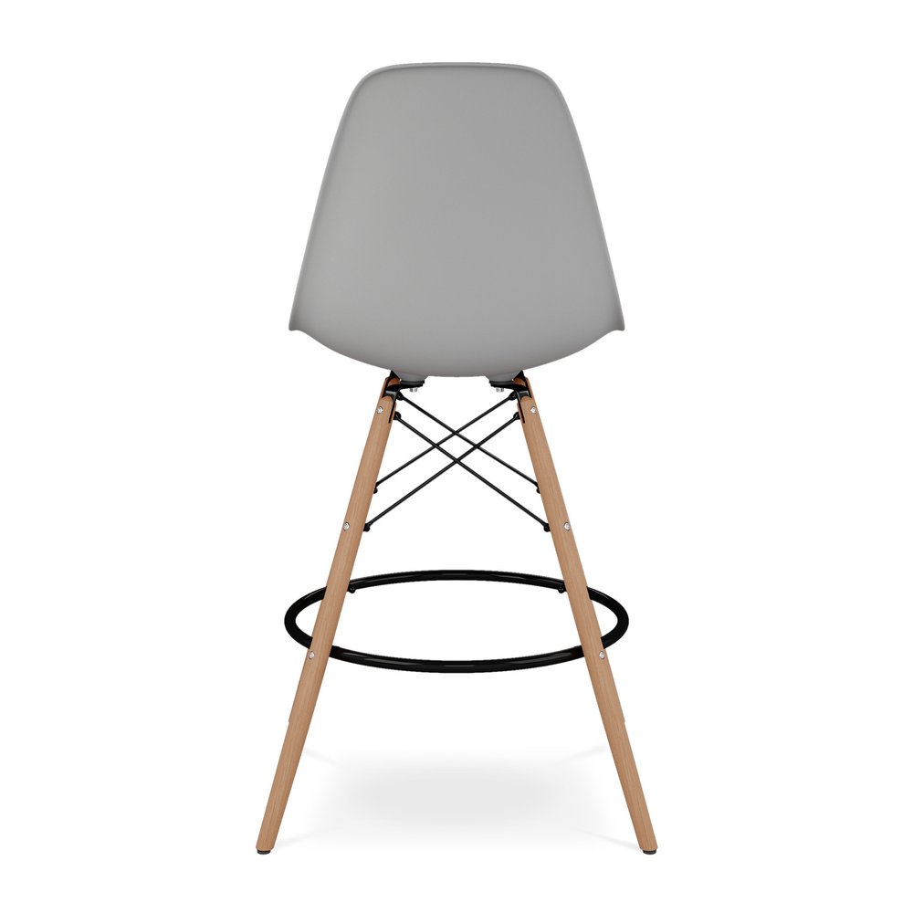 28" Gray And Brown Heavy Duty Plastic And Solid Wood Counter Height Bar Chair HomeRoots