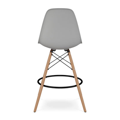 28" Gray And Brown Heavy Duty Plastic And Solid Wood Counter Height Bar Chair HomeRoots