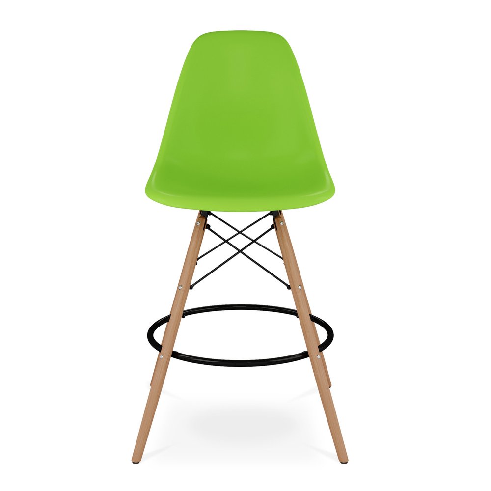 28" Green And Brown Heavy Duty Plastic And Solid Wood Counter Height Bar Chair HomeRoots