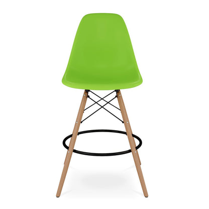 28" Green And Brown Heavy Duty Plastic And Solid Wood Counter Height Bar Chair HomeRoots