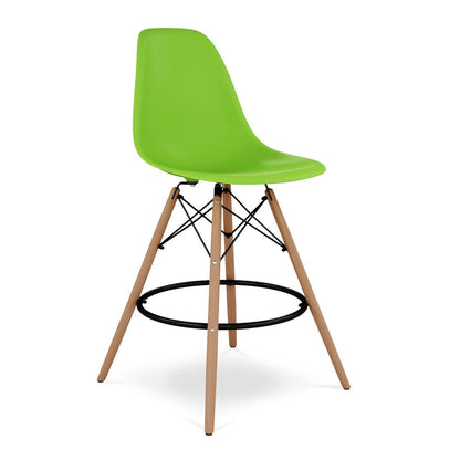 28" Green And Brown Heavy Duty Plastic And Solid Wood Counter Height Bar Chair HomeRoots