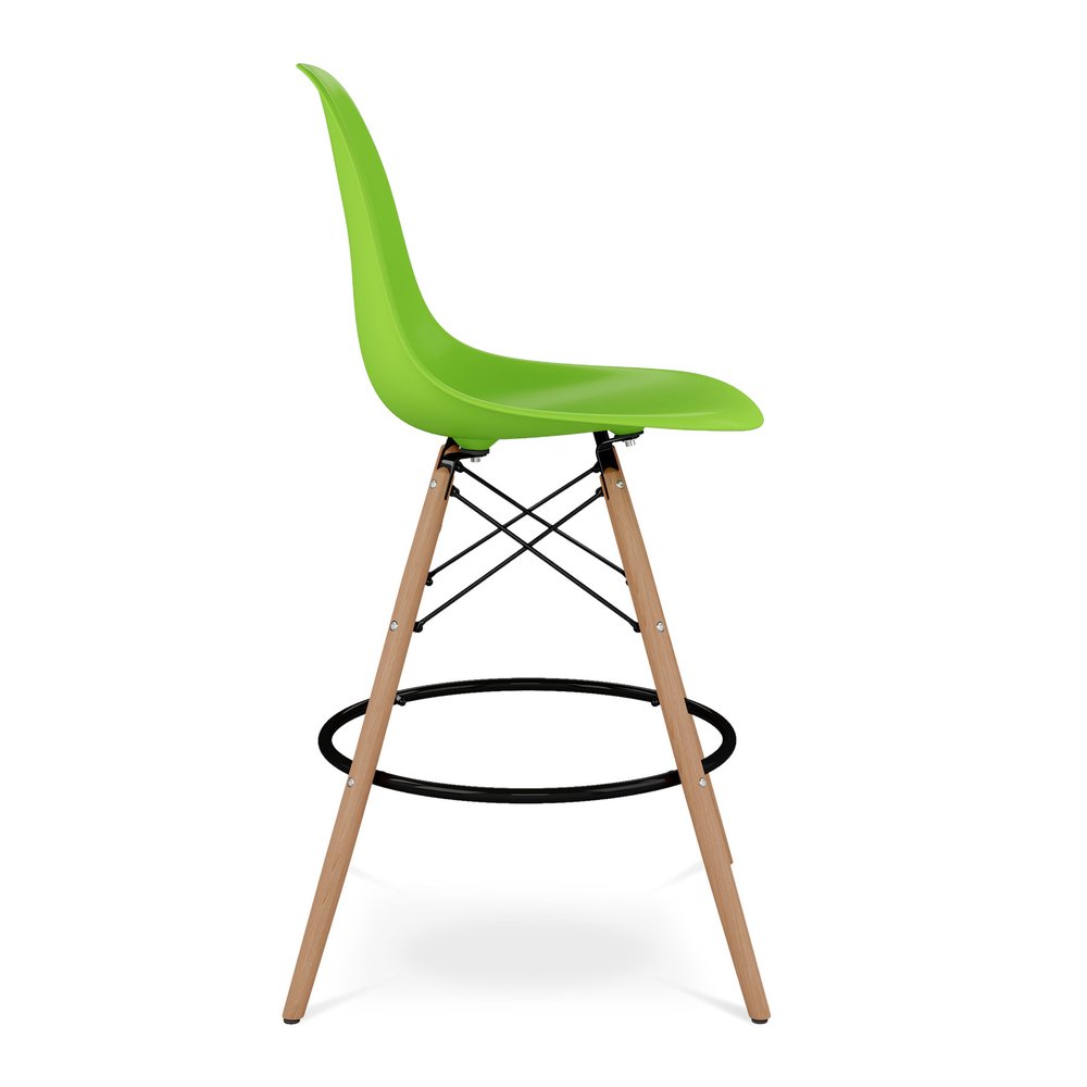 28" Green And Brown Heavy Duty Plastic And Solid Wood Counter Height Bar Chair HomeRoots