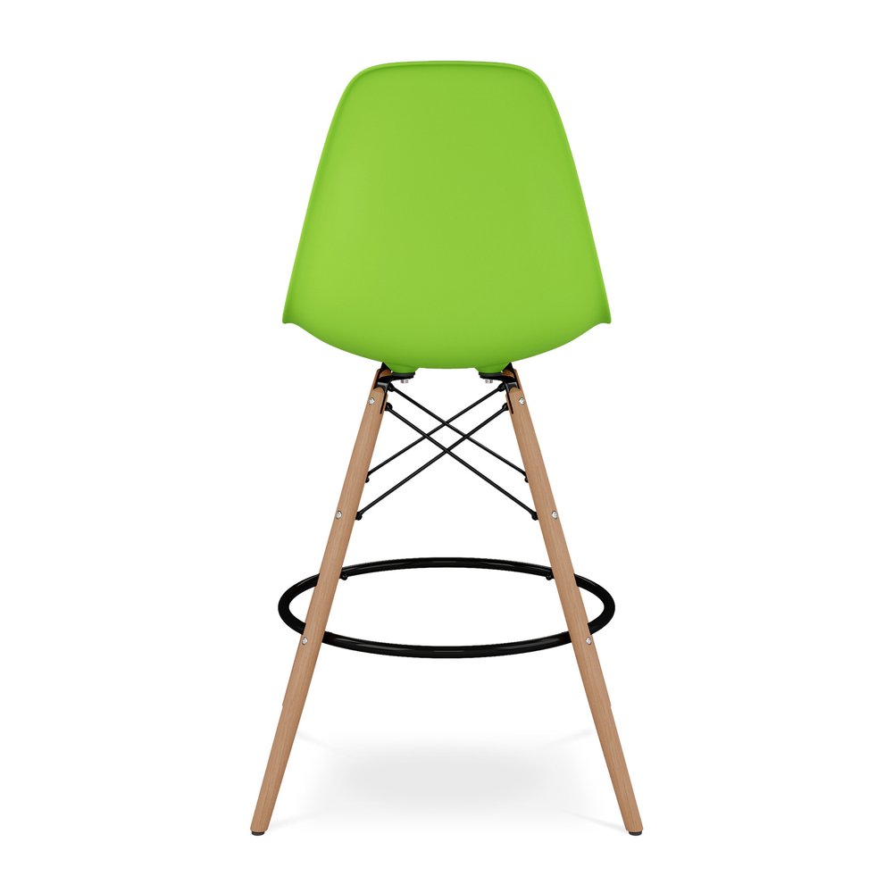 28" Green And Brown Heavy Duty Plastic And Solid Wood Counter Height Bar Chair HomeRoots