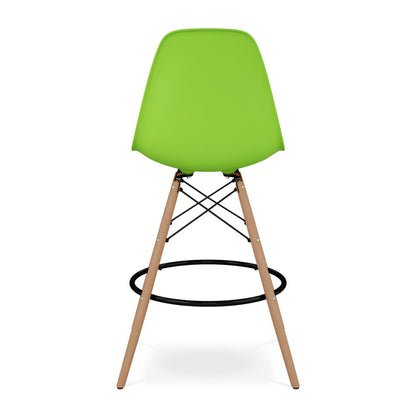 28" Green And Brown Heavy Duty Plastic And Solid Wood Counter Height Bar Chair HomeRoots