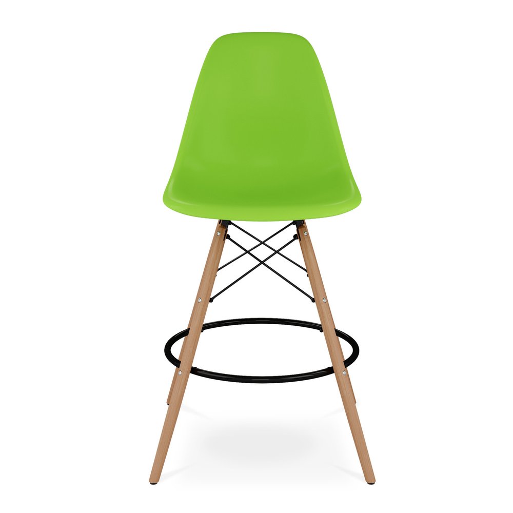 28" Green And Brown Heavy Duty Plastic And Solid Wood Counter Height Bar Chair HomeRoots