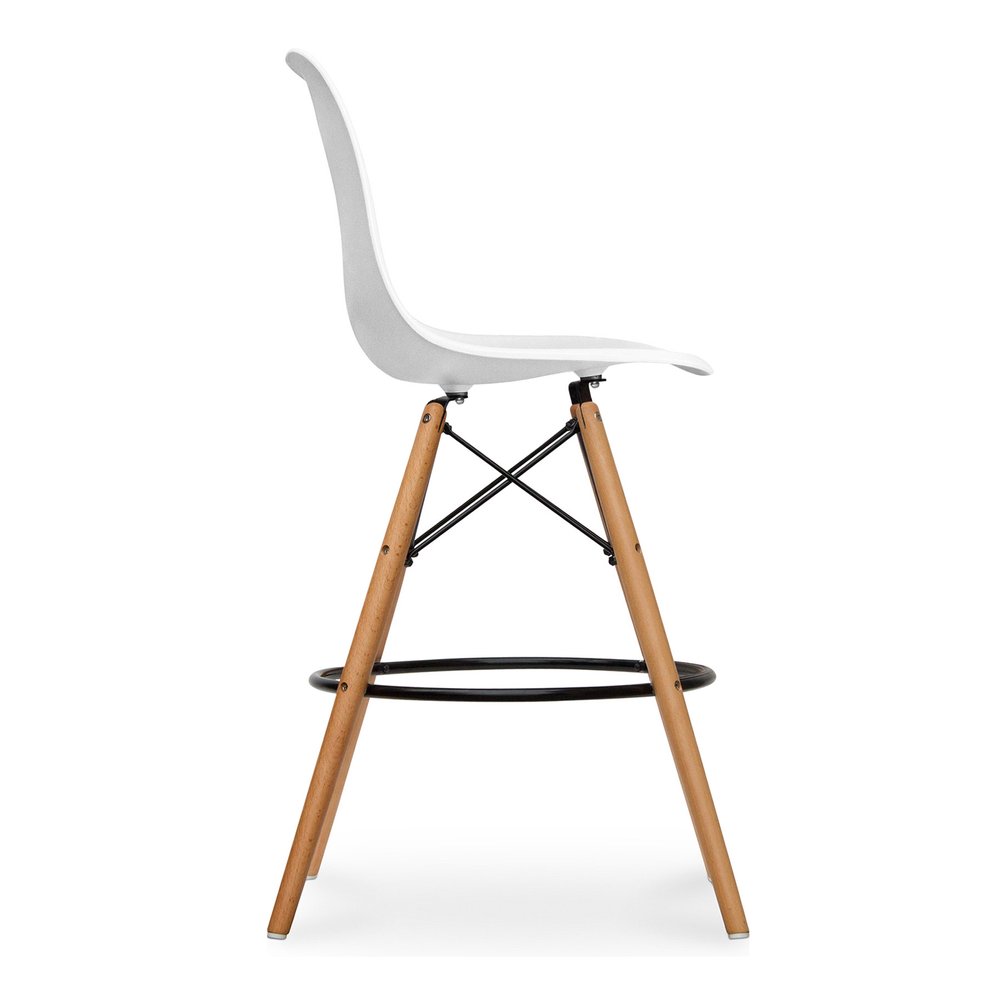 28" White And Brown Heavy Duty Plastic And Solid Wood Counter Height Bar Chair HomeRoots