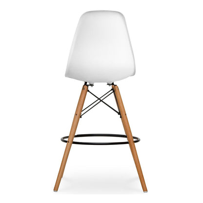 28" White And Brown Heavy Duty Plastic And Solid Wood Counter Height Bar Chair HomeRoots