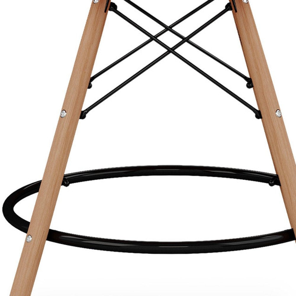 28" Light Blue And Brown Heavy Duty Plastic And Solid Wood Low Back Counter Height Bar Chair HomeRoots