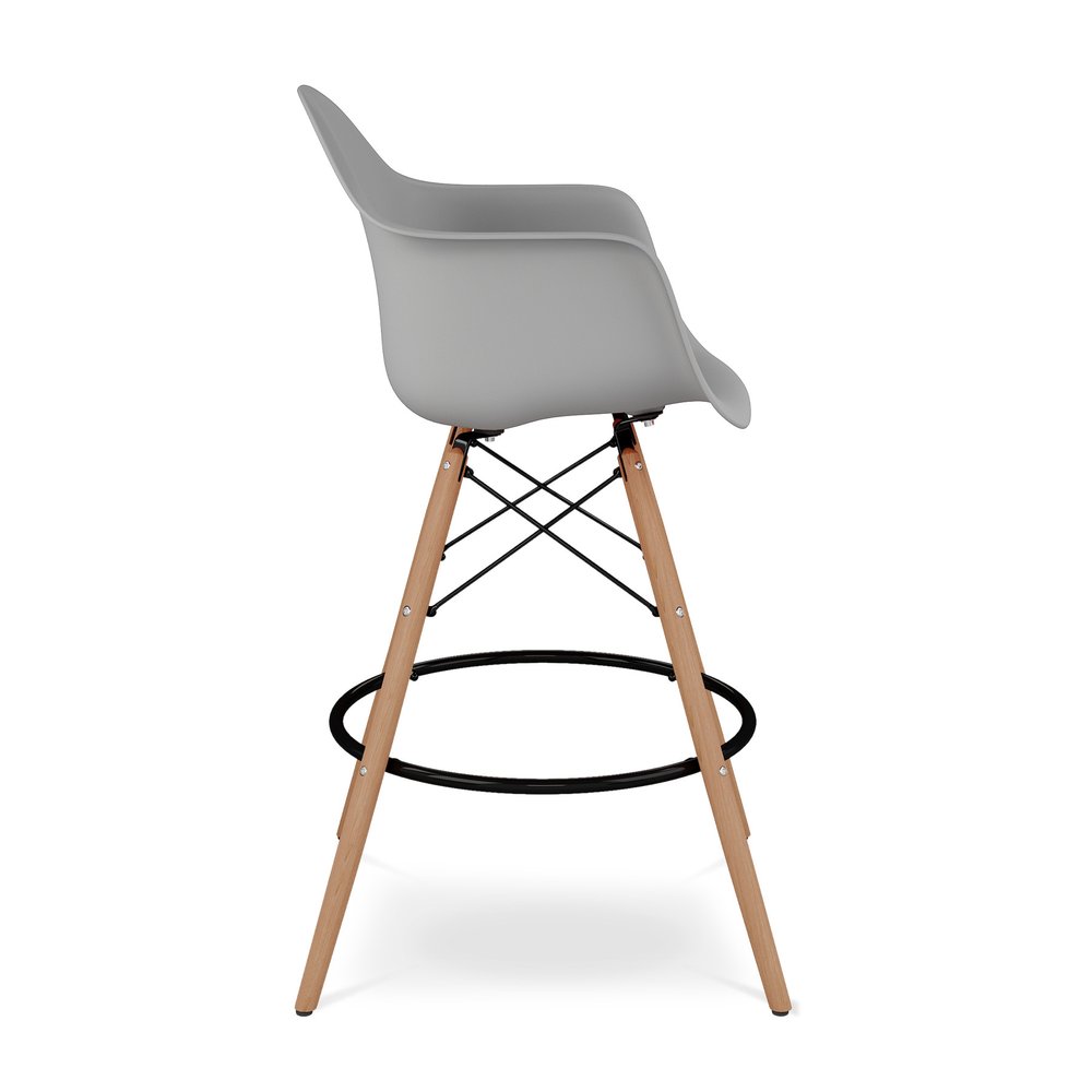28" Gray And Brown Heavy Duty Plastic And Solid Wood Low Back Counter Height Bar Chair HomeRoots