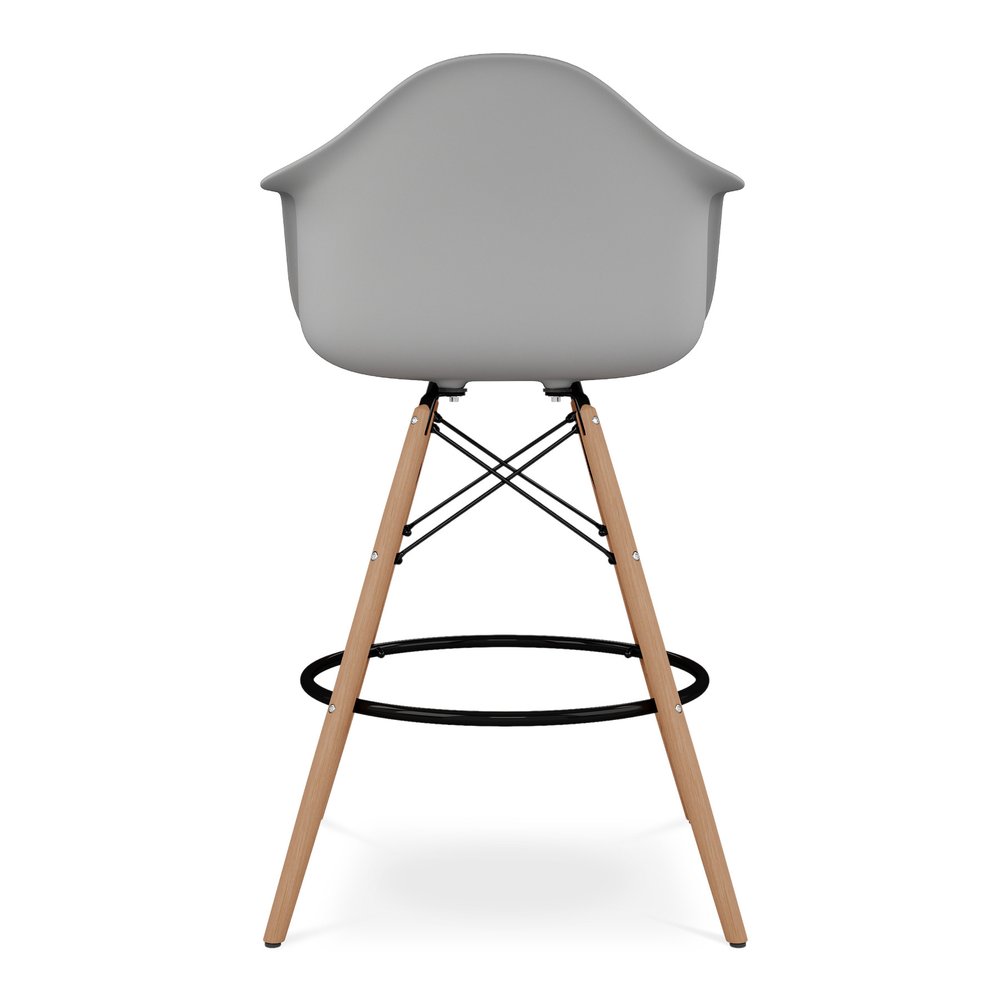 28" Gray And Brown Heavy Duty Plastic And Solid Wood Low Back Counter Height Bar Chair HomeRoots