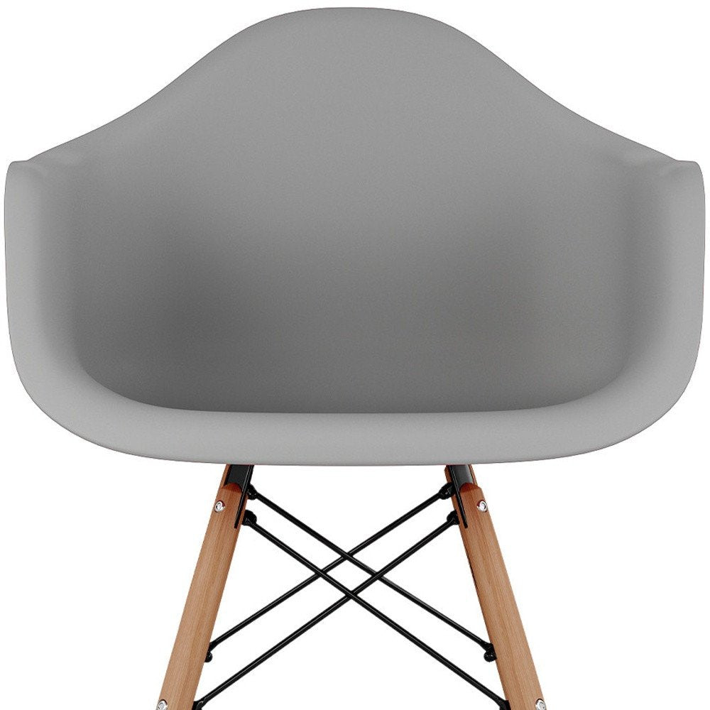 28" Gray And Brown Heavy Duty Plastic And Solid Wood Low Back Counter Height Bar Chair HomeRoots