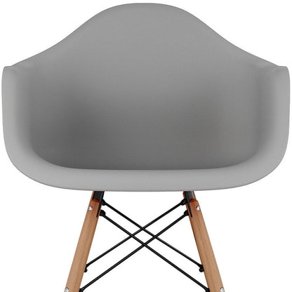 28" Gray And Brown Heavy Duty Plastic And Solid Wood Low Back Counter Height Bar Chair HomeRoots