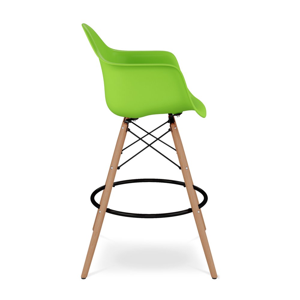28" Green And Brown Heavy Duty Plastic And Solid Wood Low Back Counter Height Bar Chair HomeRoots