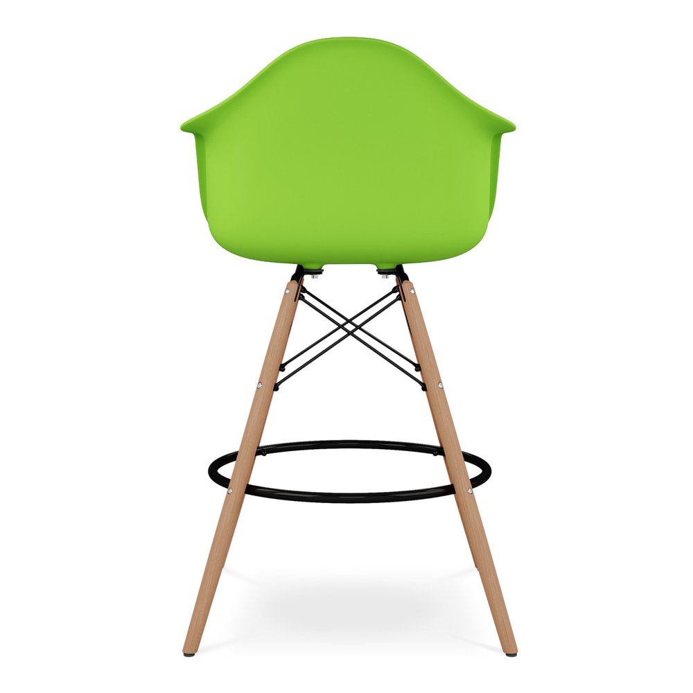 28" Green And Brown Heavy Duty Plastic And Solid Wood Low Back Counter Height Bar Chair HomeRoots