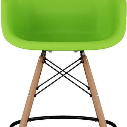 28" Green And Brown Heavy Duty Plastic And Solid Wood Low Back Counter Height Bar Chair HomeRoots