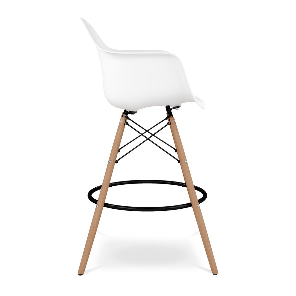 28" White And Brown Heavy Duty Plastic And Solid Wood Low Back Counter Height Bar Chair HomeRoots