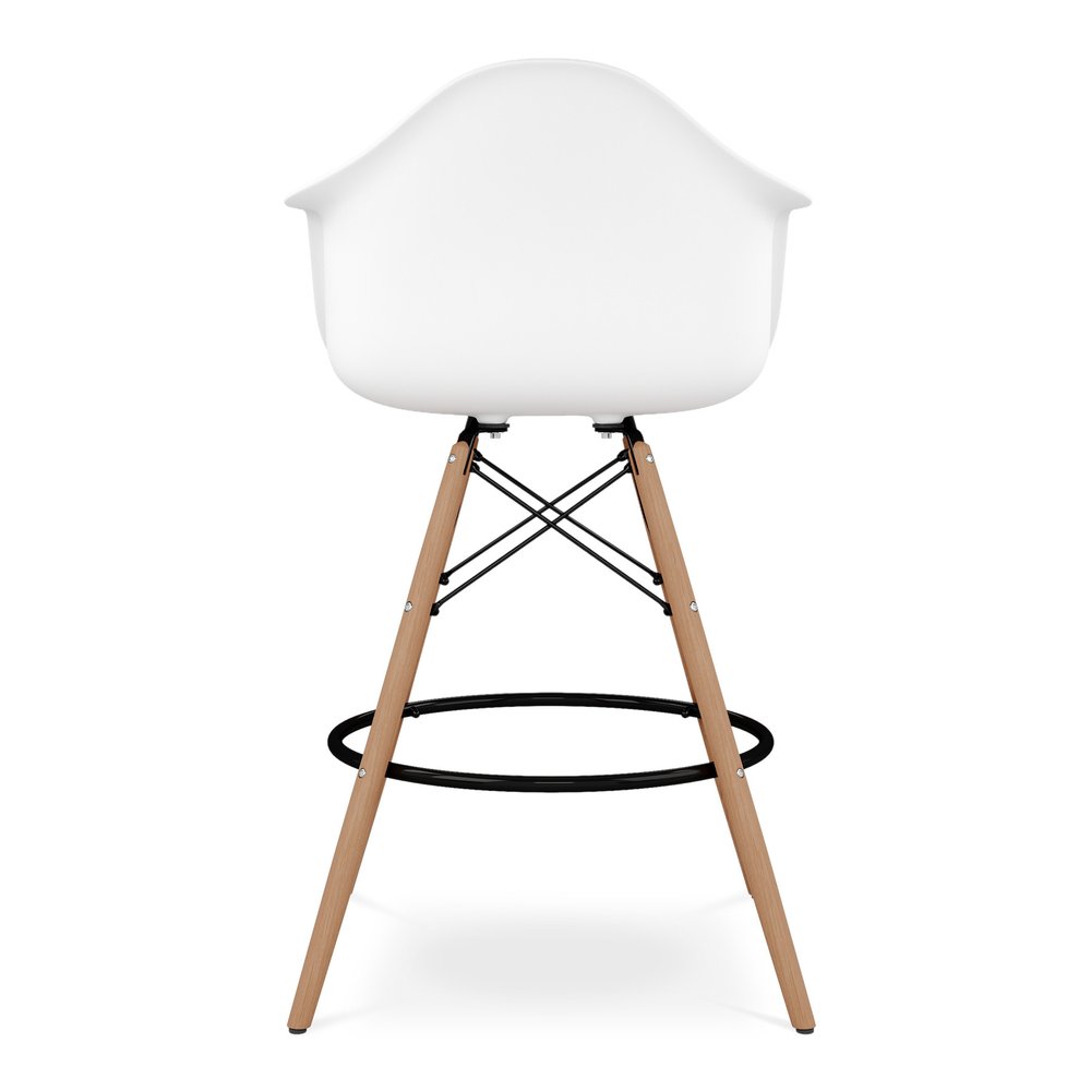 28" White And Brown Heavy Duty Plastic And Solid Wood Low Back Counter Height Bar Chair HomeRoots