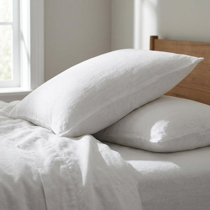 Set of Two Ivory Linen Standard Pillowcases HomeRoots