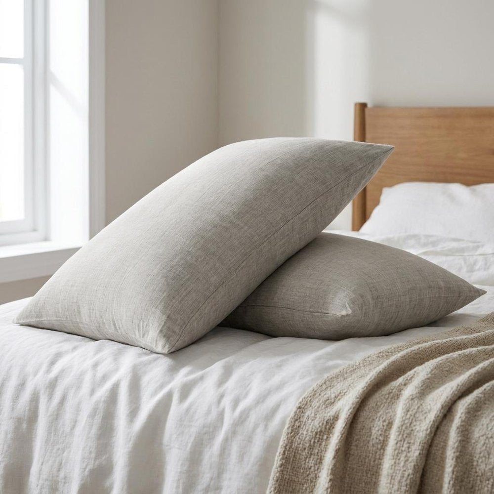 Set of Two Ivory Linen Standard Pillowcases HomeRoots