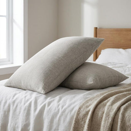 Set of Two Ivory Linen Standard Pillowcases HomeRoots