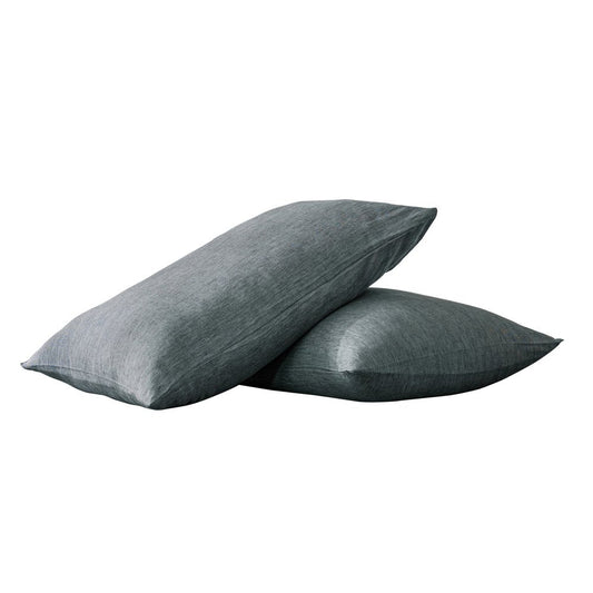 Set of Two Slate Gray Linen Standard Pillowcases HomeRoots