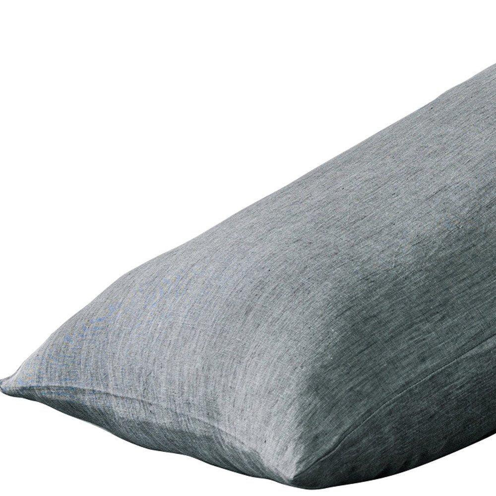 Set of Two Slate Gray Linen Standard Pillowcases HomeRoots