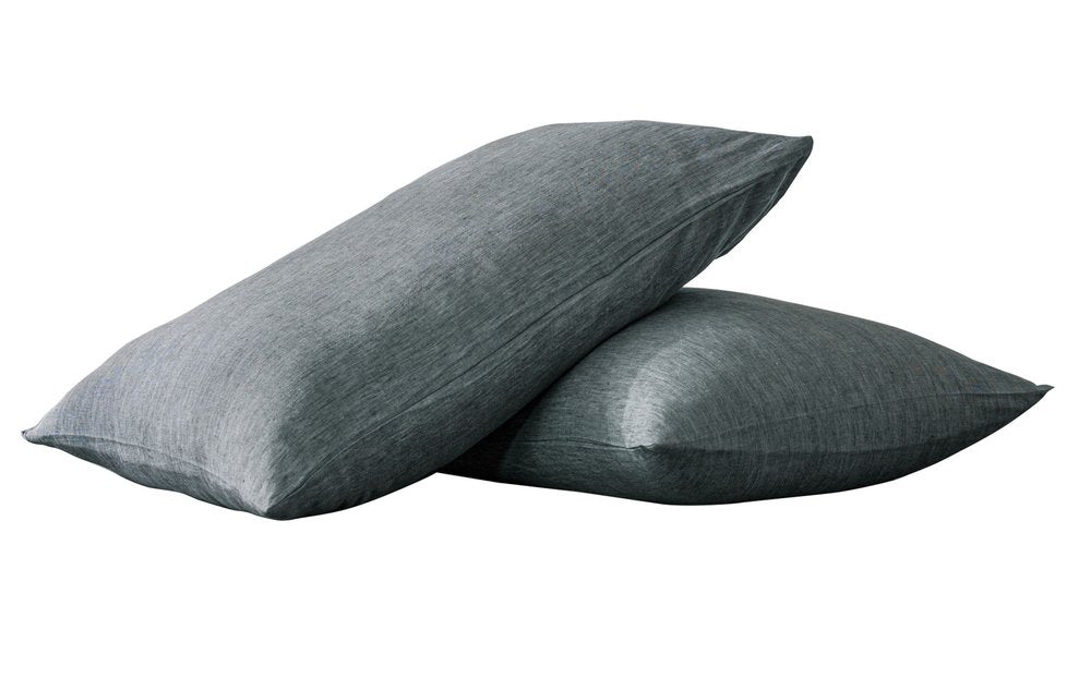 Set of Two Slate Gray Linen Standard Pillowcases HomeRoots