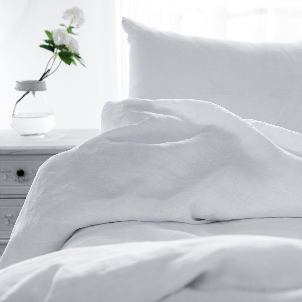 Set of Two White Linen King Pillowcases HomeRoots