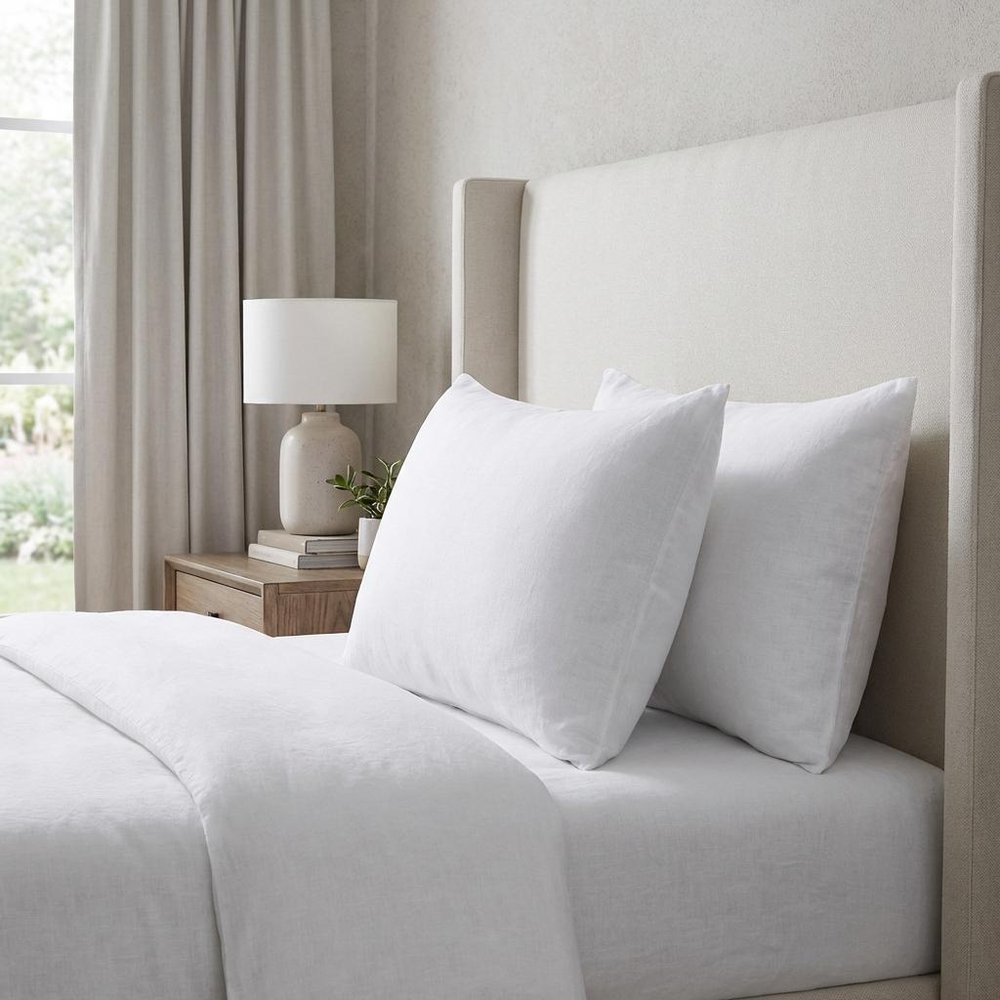 Set of Two White Linen King Pillowcases — view 2