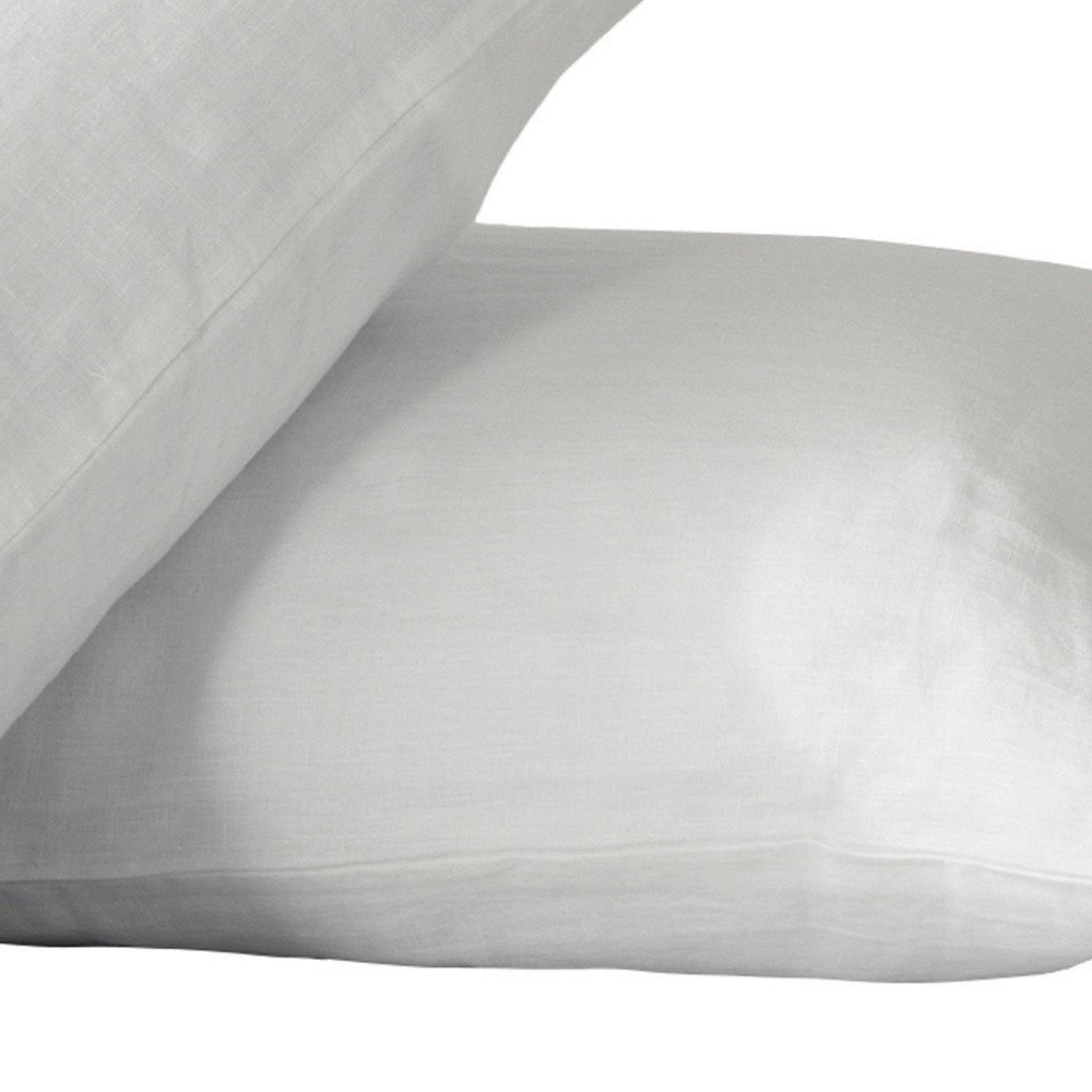 Set of Two Ivory Linen King Pillowcases HomeRoots
