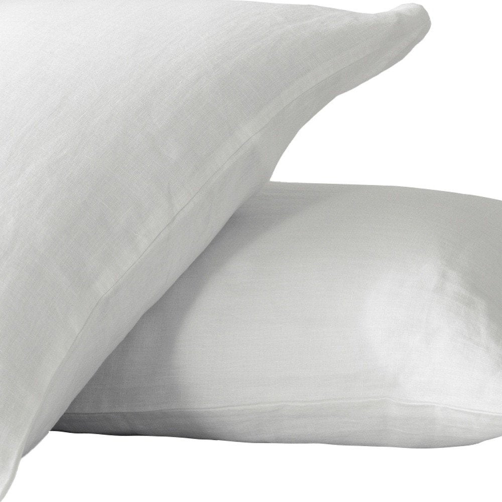 Set of Two Ivory Linen King Pillowcases HomeRoots