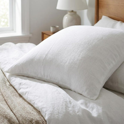 Set of Two Ivory Linen King Pillowcases HomeRoots
