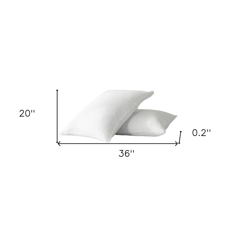 Set of Two Ivory Linen King Pillowcases HomeRoots