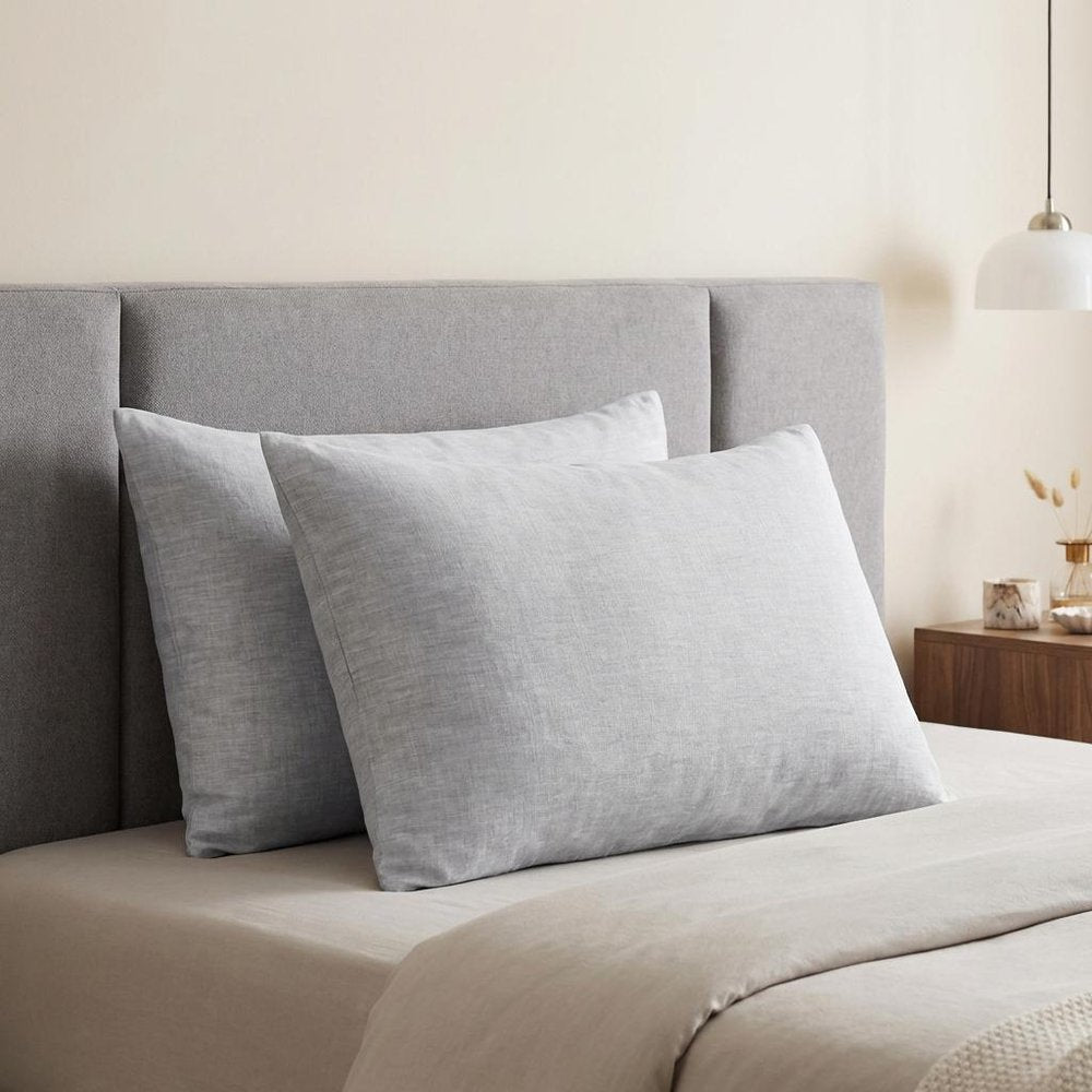 Set of Two Ivory Linen King Pillowcases HomeRoots