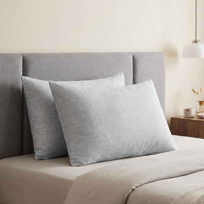 Set of Two Ivory Linen King Pillowcases HomeRoots