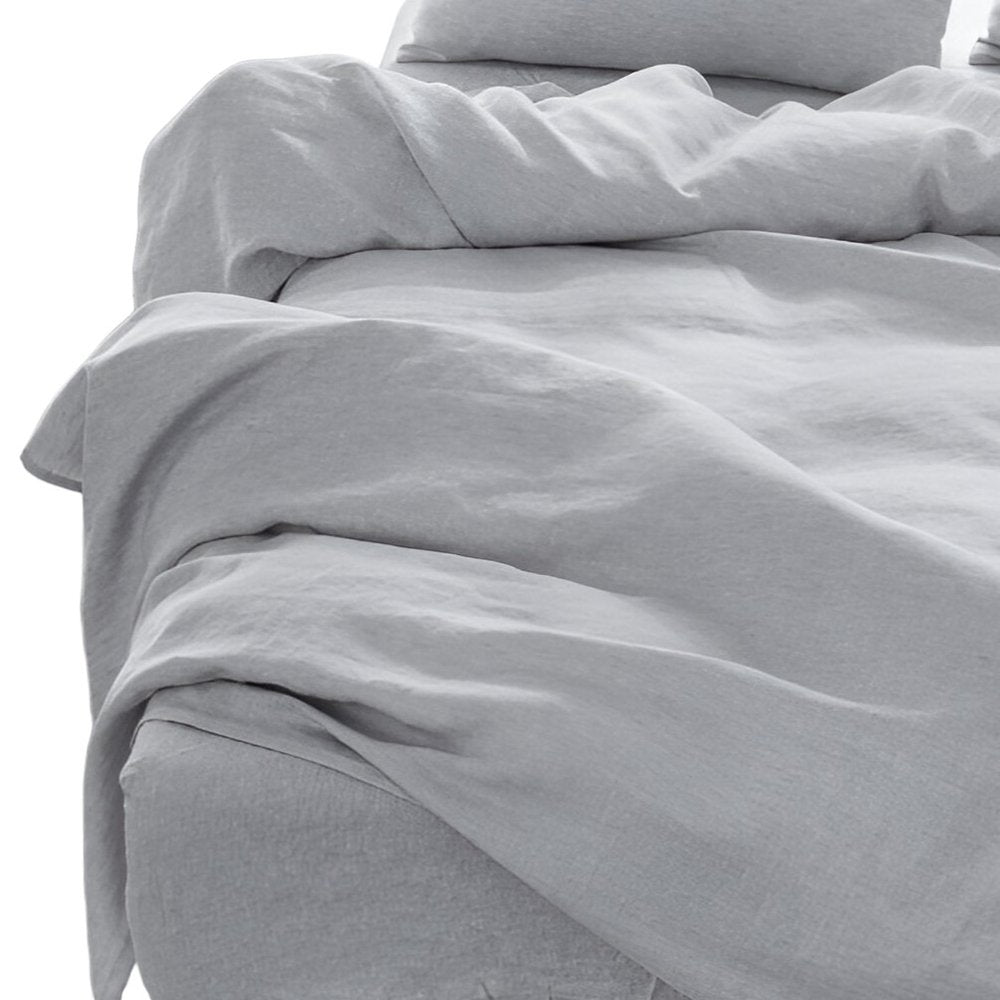 Four Piece Blue Linen Queen Sheet Set HomeRoots