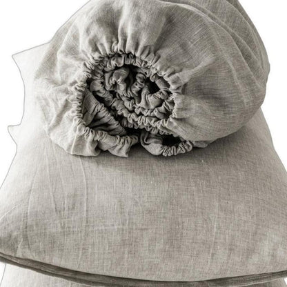 Four Piece Light Gray Linen Queen Sheet Set HomeRoots