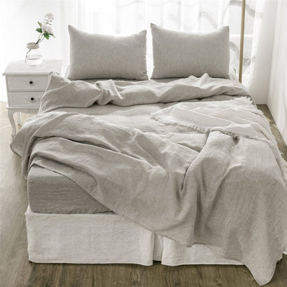 Four Piece Light Gray Linen Sheet Set HomeRoots