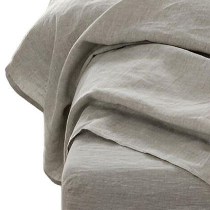 Four Piece Light Gray Linen Queen Sheet Set HomeRoots
