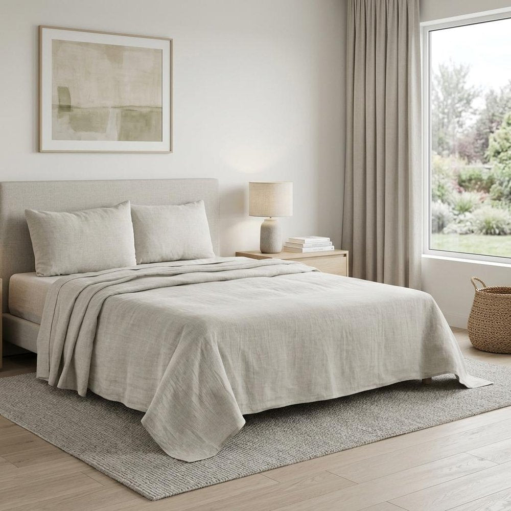 Four Piece Cloud Linen King Sheet Set HomeRoots