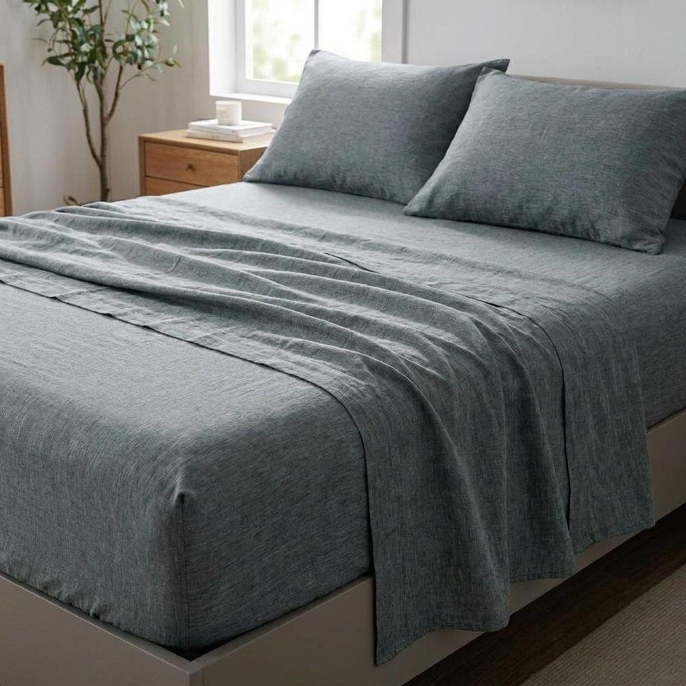 Four Piece Cloud Linen Twin Sheet Set HomeRoots