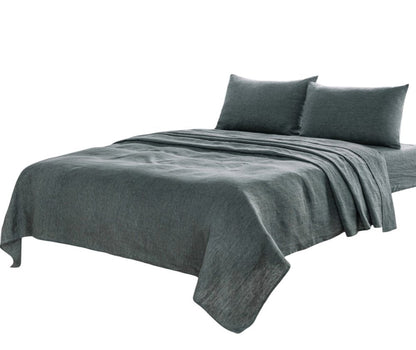 Four Piece Light Gray Linen California King Sheet Set HomeRoots