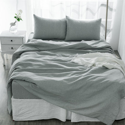 Four Piece Blue Linen Twin Sheet Set HomeRoots