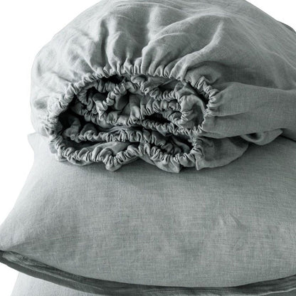 Four Piece Light Gray Linen California King Sheet Set HomeRoots
