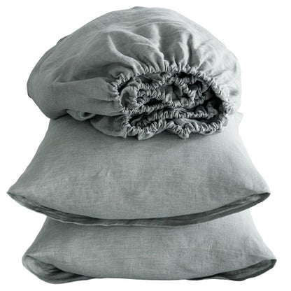 Four Piece Light Gray Linen California King Sheet Set HomeRoots