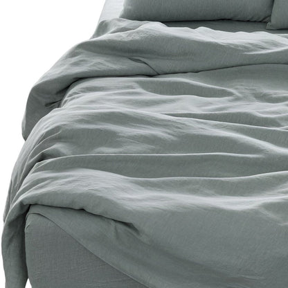 Four Piece Slate Gray Linen Sheet Set HomeRoots