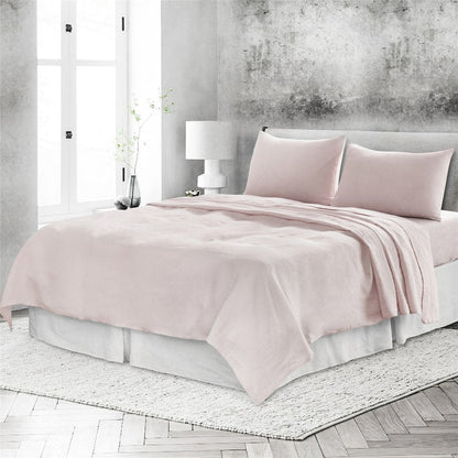 Light Pink Linen Twin Flat Sheet HomeRoots