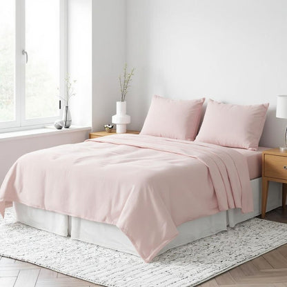 Light Pink Linen Twin Flat Sheet HomeRoots