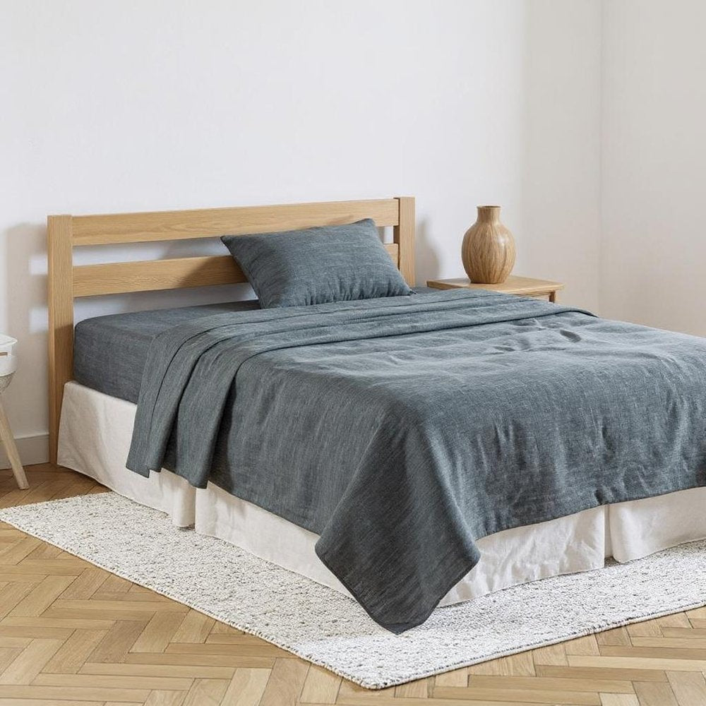 Slate Gray Linen Twin Flat Sheet HomeRoots